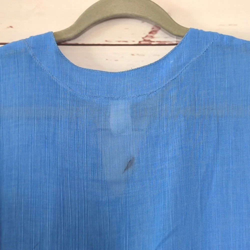 Vintage Trillium‎ Nightgown 50's Blue Sheer Prairie Union Made Cottagecore Small